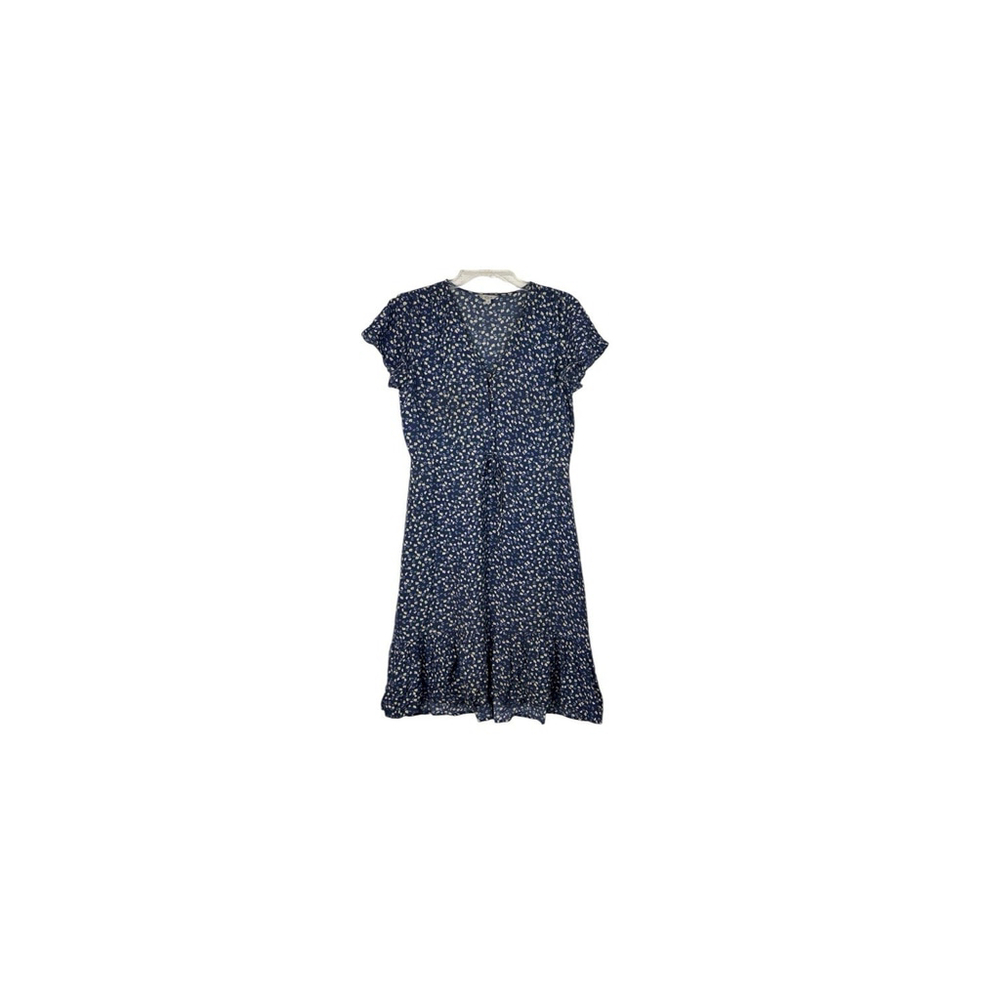 RAILS Navy Blue Kiki Floral Mini Dress V-Neck Flutter Sleeve Ruffle Hem Sz S